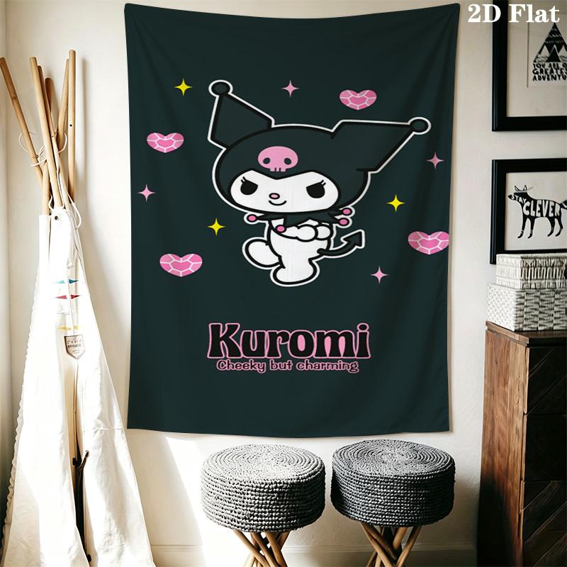 Kuromi'S Magical Adventure Tapestry Background Cloth Wallmounted Home Decor Work Of Art Background Cloth