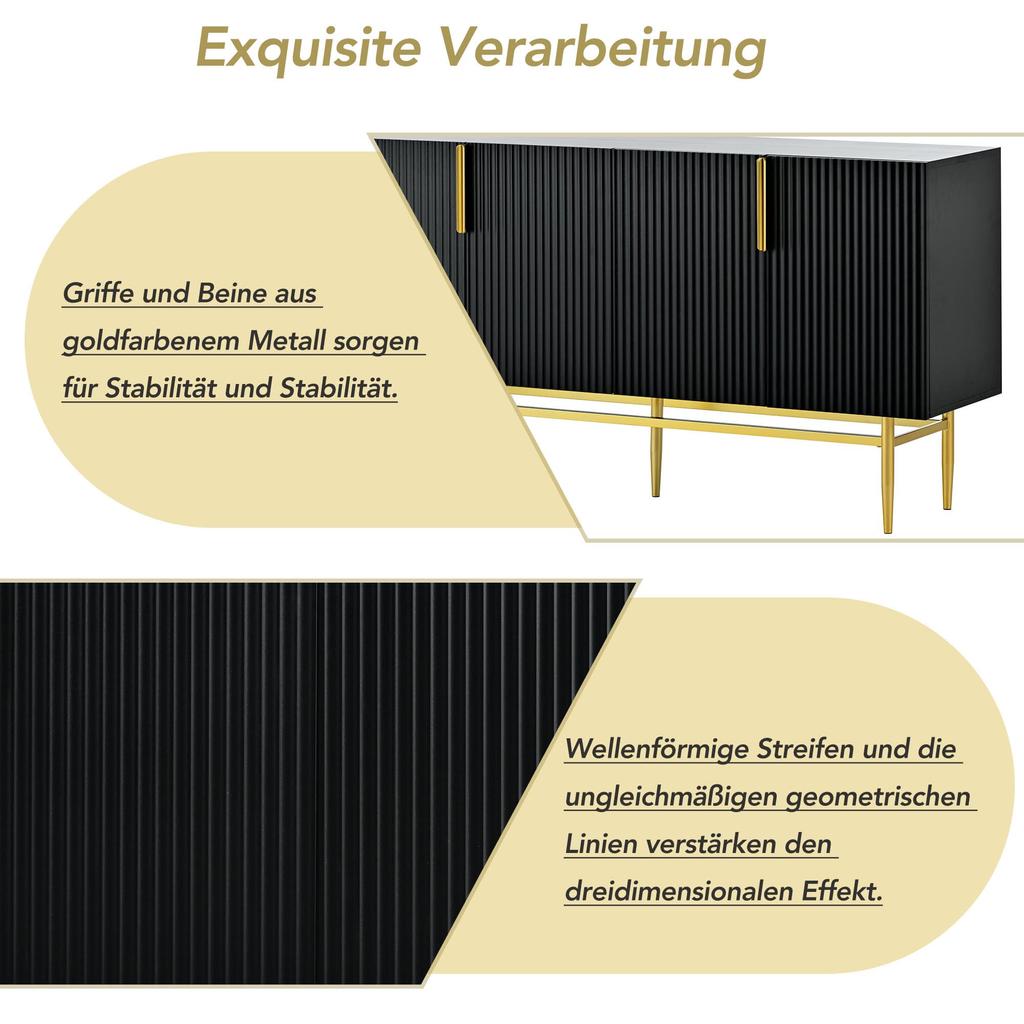 Sideboard Storage Cabinet, Modern Buffet with 4 Doors, Adjustable Shelf, Metal Legs, Storage Cabinet Sideboard with Ample Storage Space