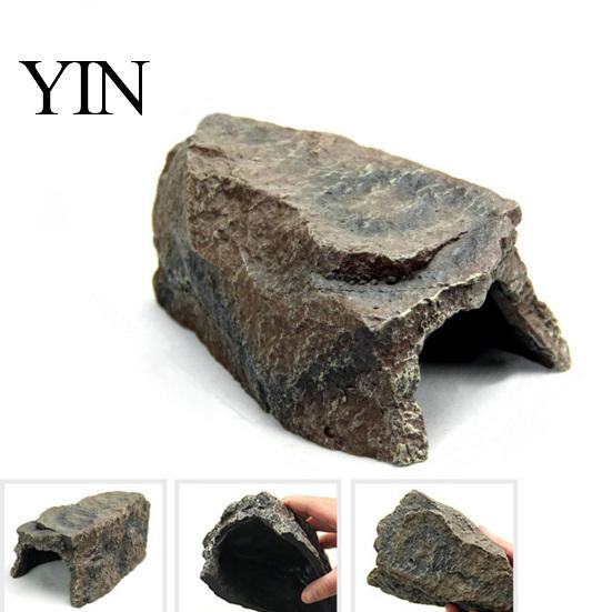 Snake Hiding Spot Reptile Hide Cave, Realistic Rock Look Resin Toad House, Humid Stable Cave Shelter for Frogs, Small Reptiles, Indoor Terrarium,