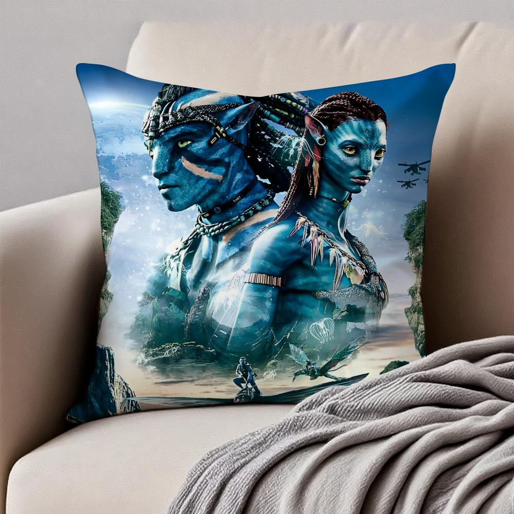 Epic SciFi Movie AAvatar The Way of Water Cushion Cover Pillowcase Antidustmite Invisible Zipper Short Plush Sofa Cushion