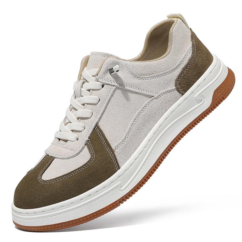 Spring Men's Shoes New Retro Board Shoes Men's Shoes Genuine Leather Sports and Leisure White Background Versatile Color Matching Men's Leather Shoes