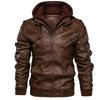 Leder Retro Motorrad PU Lederjacke Herbst und Winter Abnehmbare Herren Kapuzenjacke