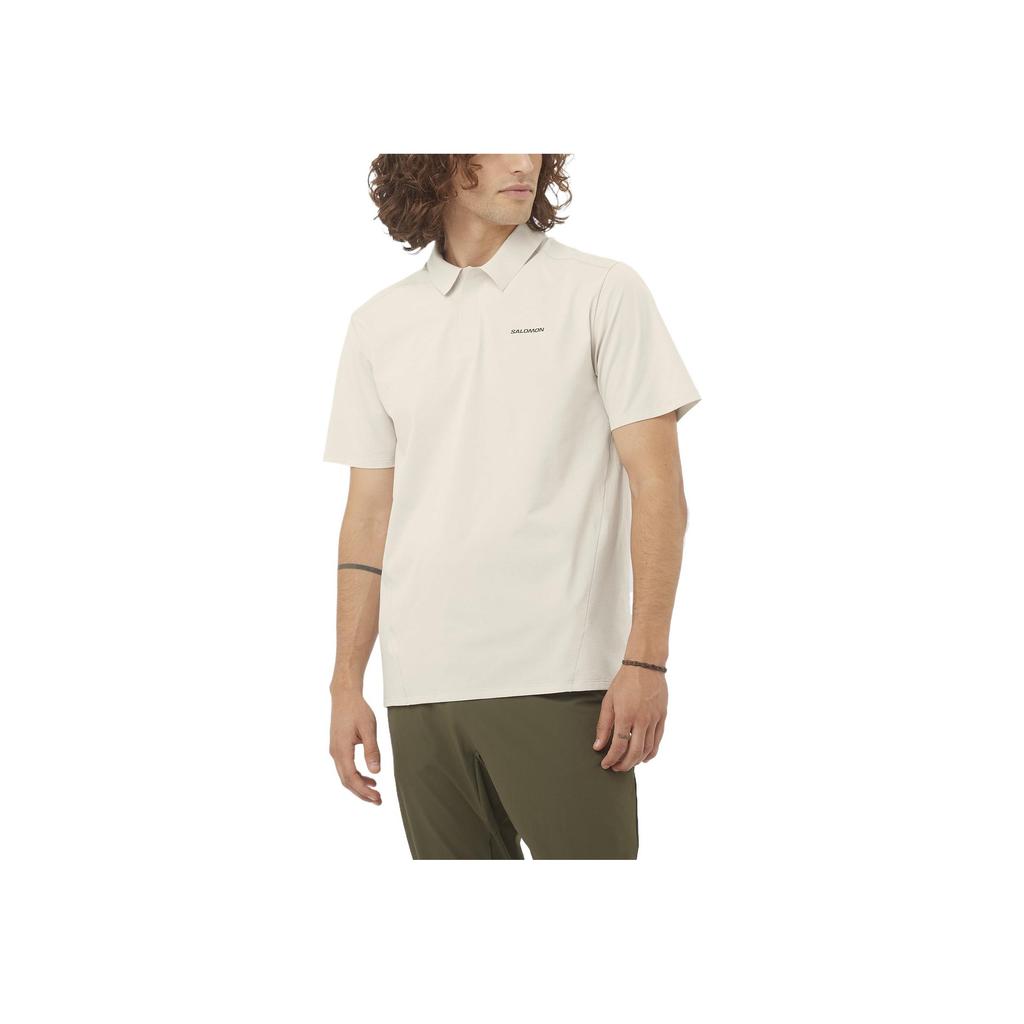 Salomon Comfortable Breathable Quick-Dry Casual Solid Color Polo Shirt Men Tops Off-White C24392