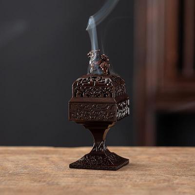 Vertical Incense Burner Alloy Hollow Incense Holder Creative Non-Stick Powder Tray Indoor Aromatherapy Home Desktop Accessories