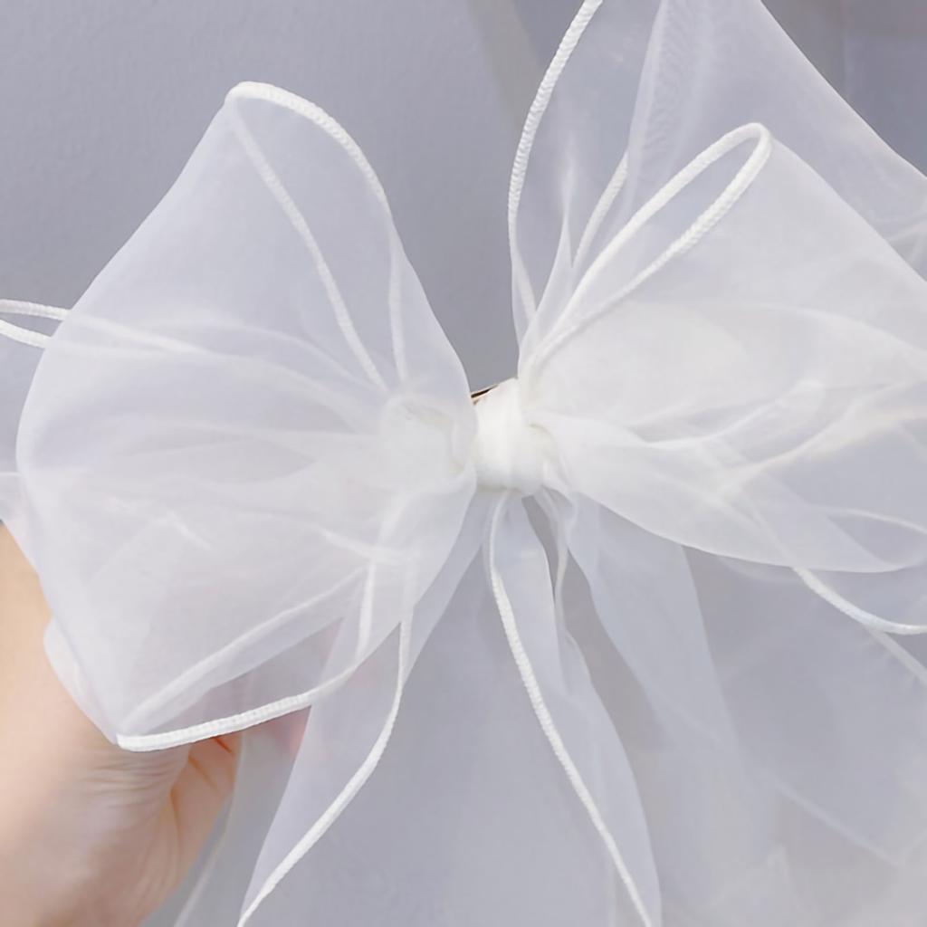 Hair Clip Bow Tie Women Barrette Colourful Cloth Girl Hairpin Lovely Style Accessory White