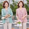 Spring Fashion Knitted Two-Piece Long-Sleeve Shirt for Middle-Aged Women