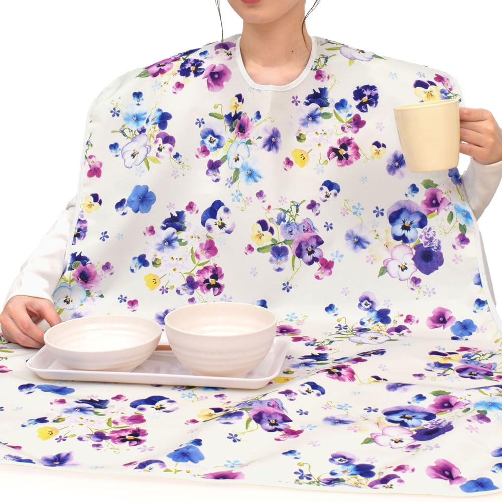 STYLE Decor Nursing Meal Apron Table Mat Set of 2 Floral Bouquet Meal Apron Nursing Water Repellent Nursing Stylish Cute Elderly Nursing Home Nursing