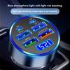 NEW 6Port PD Car Charger QC3.0 Fast Charge Car Cigarette Lighter Plug Car Charger Flash Charge with Digital Display 4USB+2PD
