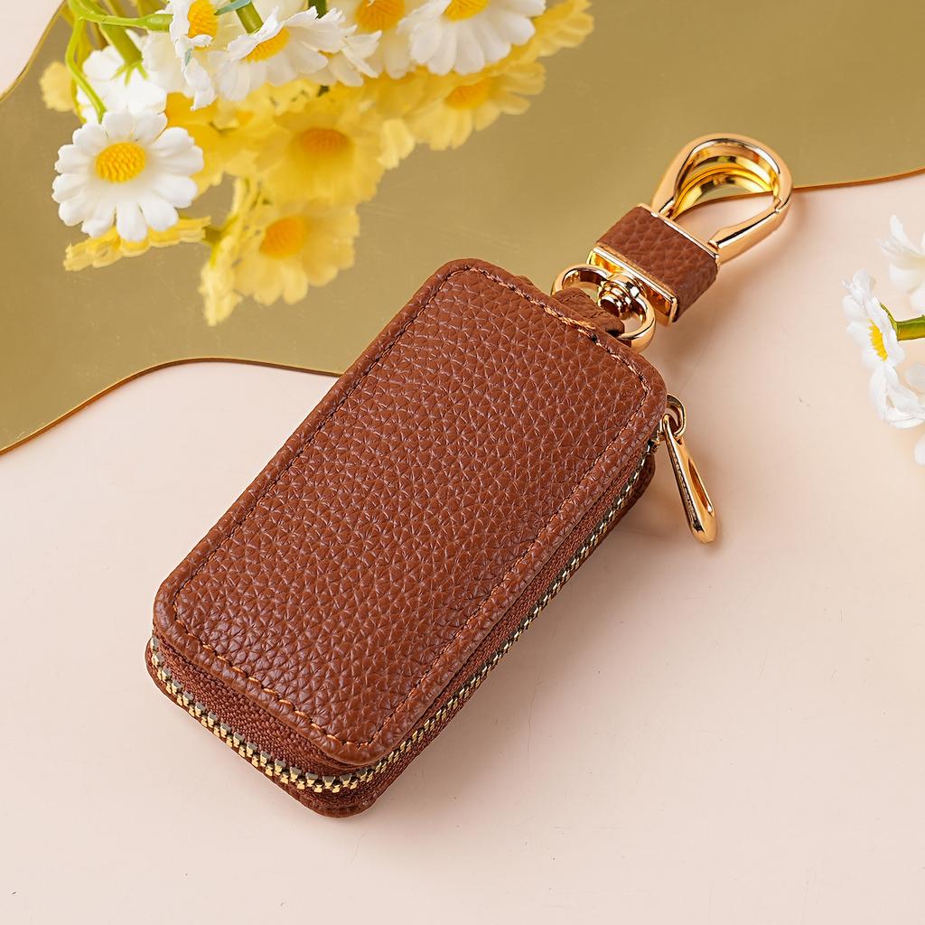 Fashion and Creative Zipper Car Key Case Women Men Compact and Mini Pu Car Key Holder Unisex Key Organizer Car Accessories