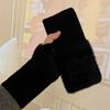 Mink Fleece Μαλακά χειμωνιάτικα γάντια με μισό δάχτυλο Γυναικεία ζεστά πολυτελή συμπαγή λευκά βελούδινα πλεκτά γάντια χωρίς δάχτυλα Γάντια καρπού Writtingc