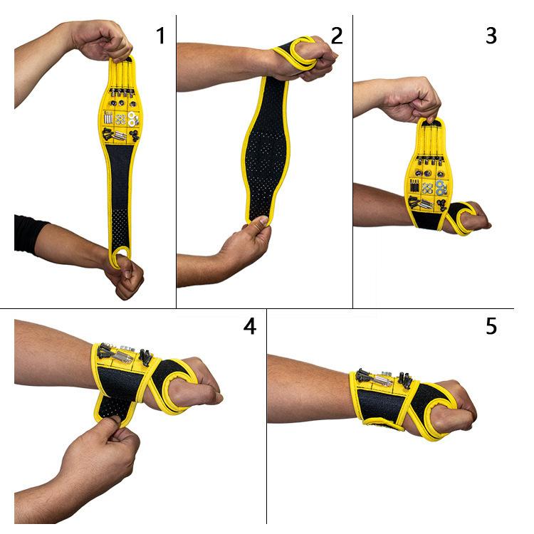 Magnetic Wristband with Strong Magnets Holds Nails 9 Magnetic Tools Magnetic Wrist Strap Adjustable Screw Suction Convenient Bag