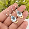 Sky Blue Topaz Gemstone 925 Stamped Silver Handmade Jewelry Dangle Earrings 1.5" EE-162-12