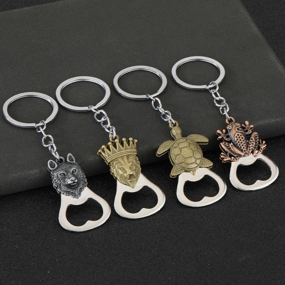 3PCS Zinc Alloy Beer Opener Keyring Embossed Animal Keyring Bottle Opener Keychain Bar Party