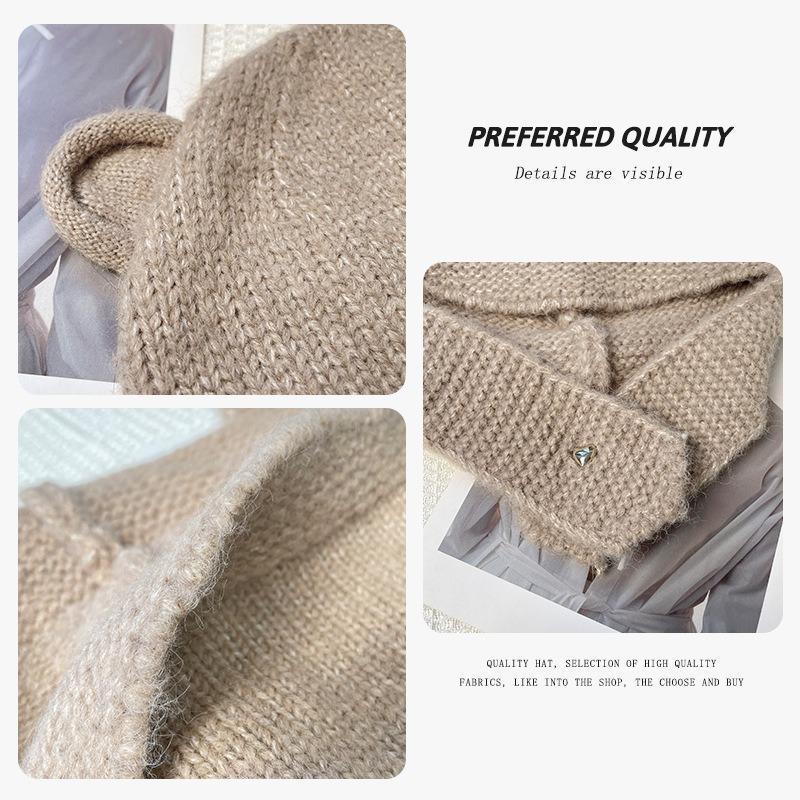 24 autumn and winter new wool hat funny cute bear ears plush pullover hat warm and cold knitted hat woman