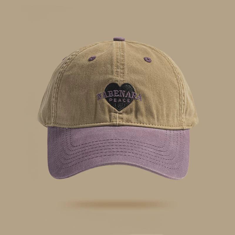 

New washed love color matching baseball cap girls soft top cap casual cute hat tide хаки
