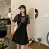 Women's Plus Size Fake Two-Piece Dress Black White Colorblock Casual Summer Short Sleeve A-Line Sundress