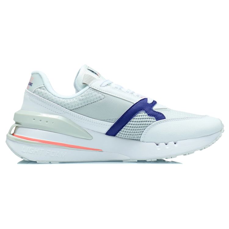 Li Ning 001 Shock Absorption Rebound Low Top Running Shoes Women Sneakers White Gray Blue AGCR184-1