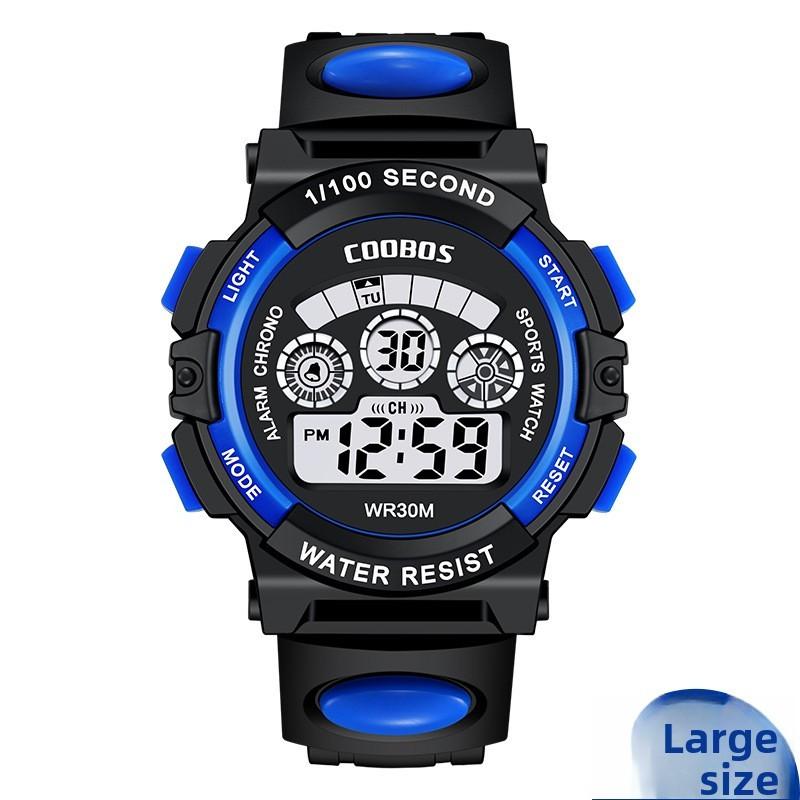 Children Waterproof Led Digital Sports Watch With Night Light For Active Wear синий