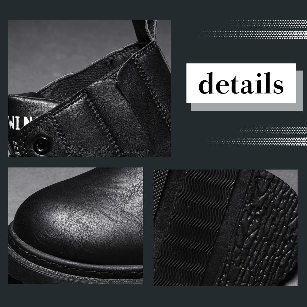 Retro Side Gore Work Easy To Walk Easy To Put On and Take Less Japanese Shoe Size [ALVEIN] Men's Boots, Boots, Casual, In, PU, Off, Fatigue, Anti-Slip