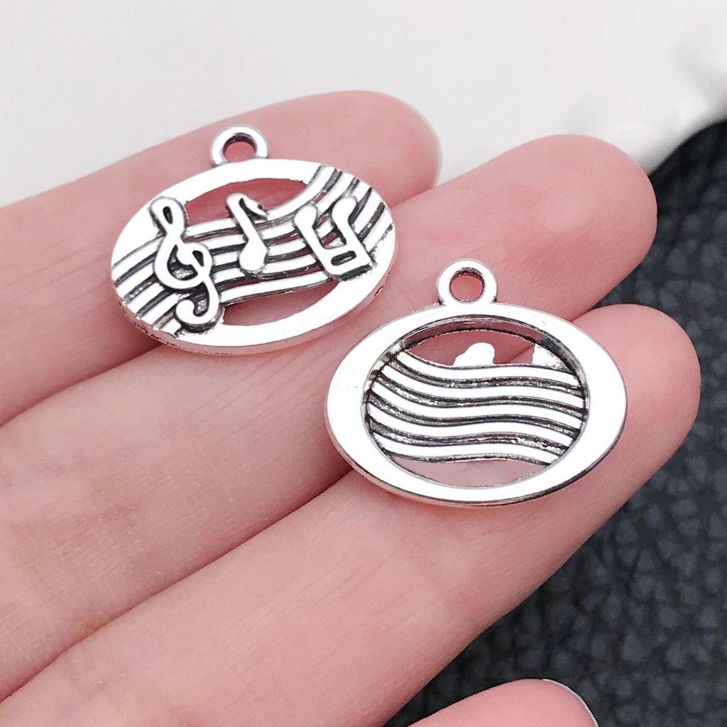 Mixed 30-Piece Musical Instrument Alloy Pendant Set with Guitar, Notes, and Mini Music Jewelry Accessories