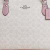 Coach White Signature Canvas Large Zip Tote Bag with Pink Leather Trim for Daily Use