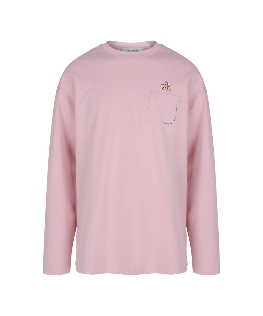 KANDINI Pink Pocket Long Sleeve T-Shirt_Unisex