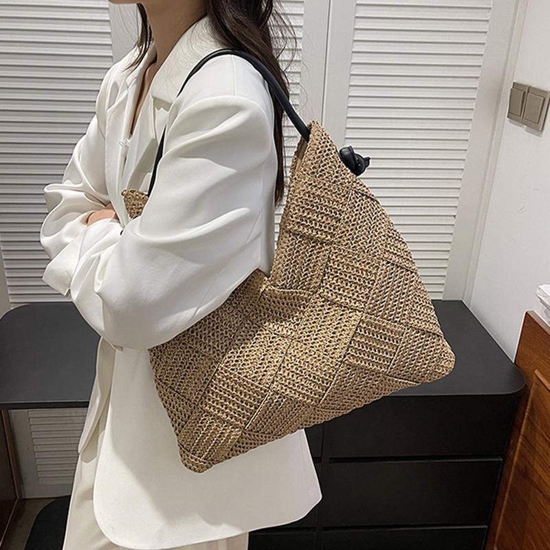 Women's Shoulder Bags Casual Wicker Woven Ladies Handmade Totes Large Capacity Summer Beach Female's Shopper Handbag