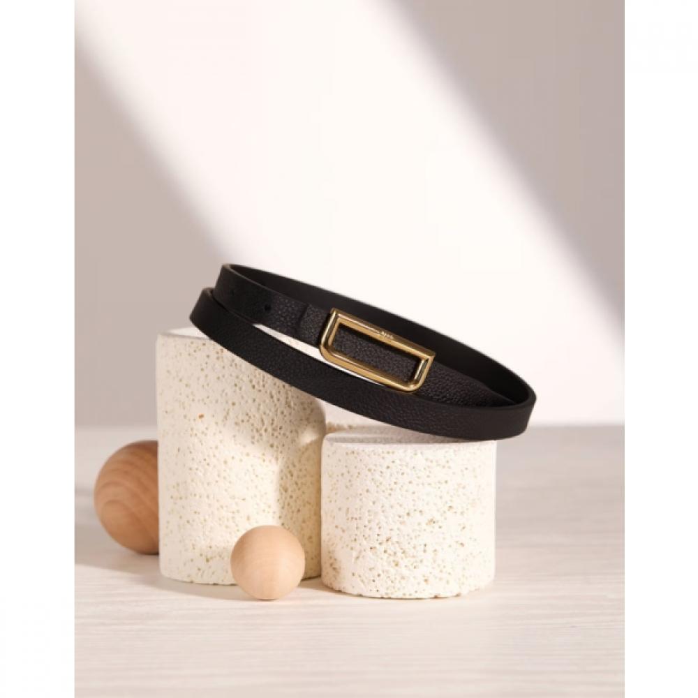 Daks Women Black GolD D Buckle Leather Belt Dbbe6f805bk