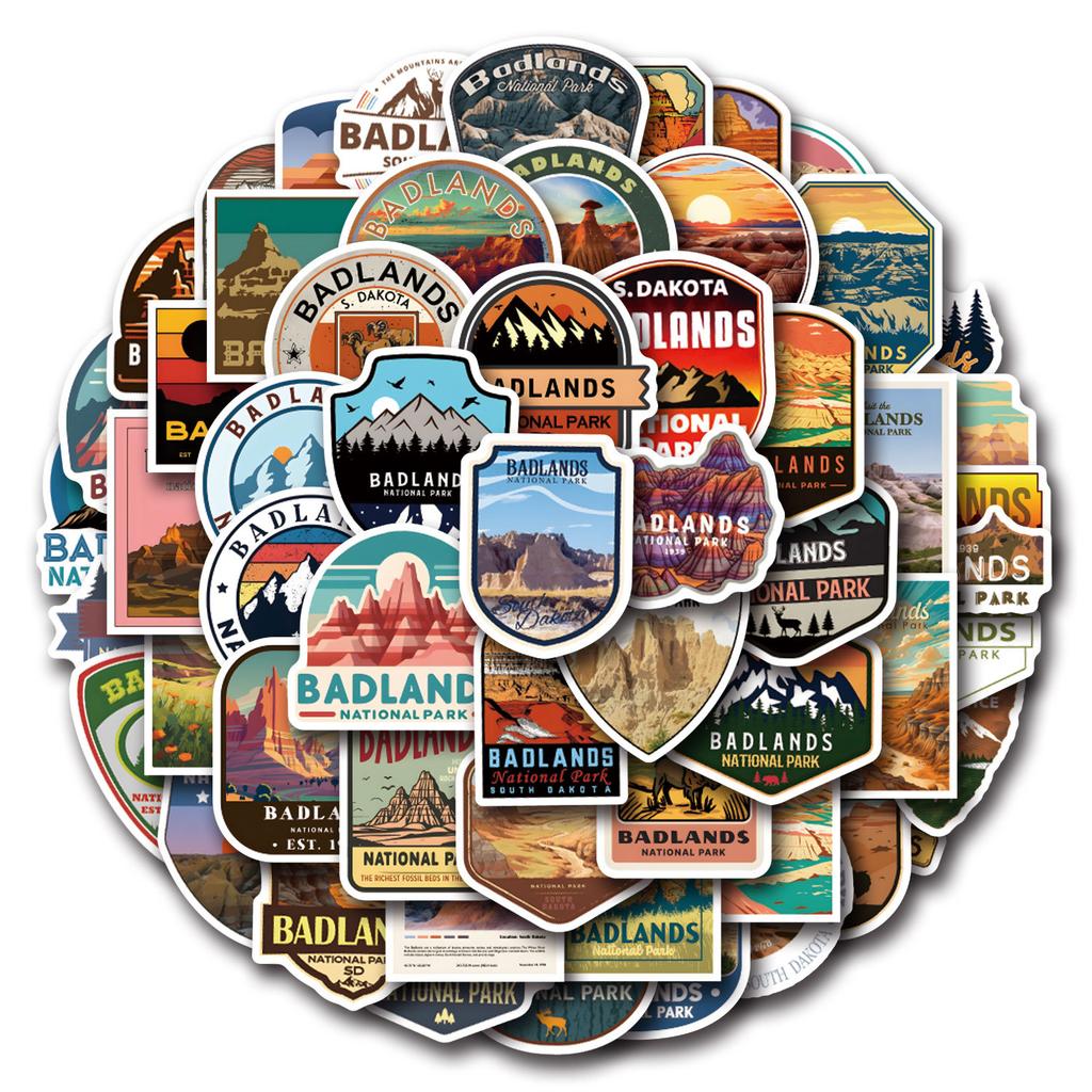 55 Badlands National Park Graffiti Stickers Decorative Scooter Waterproof Stickers
