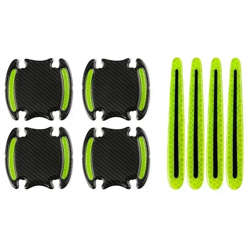Car Door Bowl Handle Protector Safety Warning Anti-collision Anti-scratch Reflective Strip Exterior Protection Accessories Interior Mirrors 6