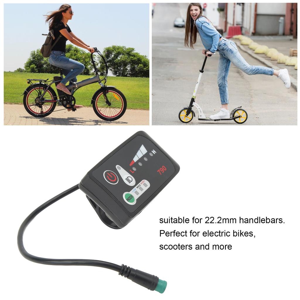 LED-Power-Display-Panel für Elektrofahrrad, Modifikations-Display-Meter mit wasserdichtem 5-Pin-Stecker für 22,2 mm Lenker, 48V