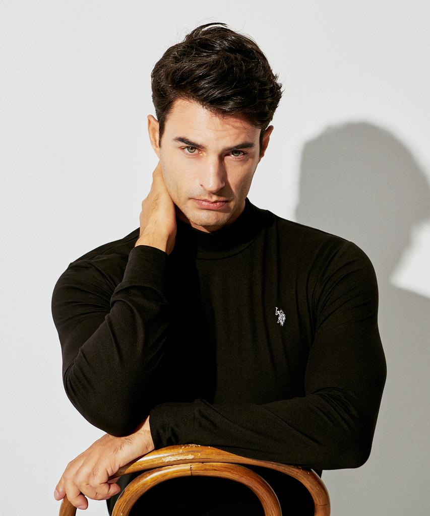 USPOLOASSN Long Sleeve Double Fleece-Lined Black