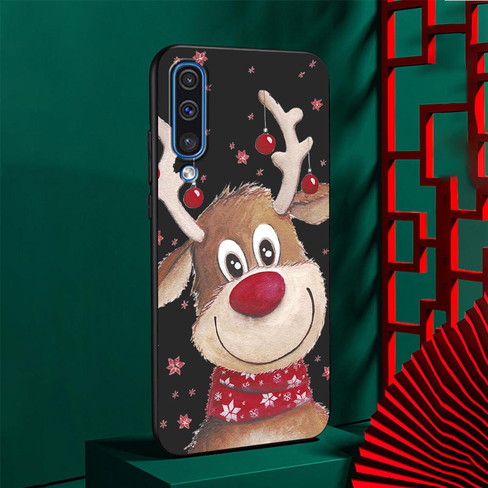 Jul Nyttår Gaver Elg Snø Deksel for Samsung Galaxy A50 A10 A70 A30 A20e A40 A20s A10s A10e A90 5G Mykt Svart Telefondeksel