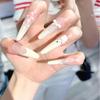 Cream Bear: Handmade Cute Bow French Manicure Fashion Nails