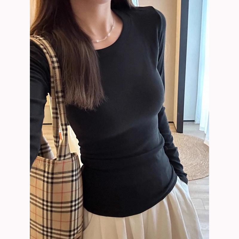 

Women s Spicy American Girl Slim-Fit Long-Sleeve T-Shirt with Velvet-Lined Layer for Spring, Autumn, Winter One Size [Fits 80-130 Jin]