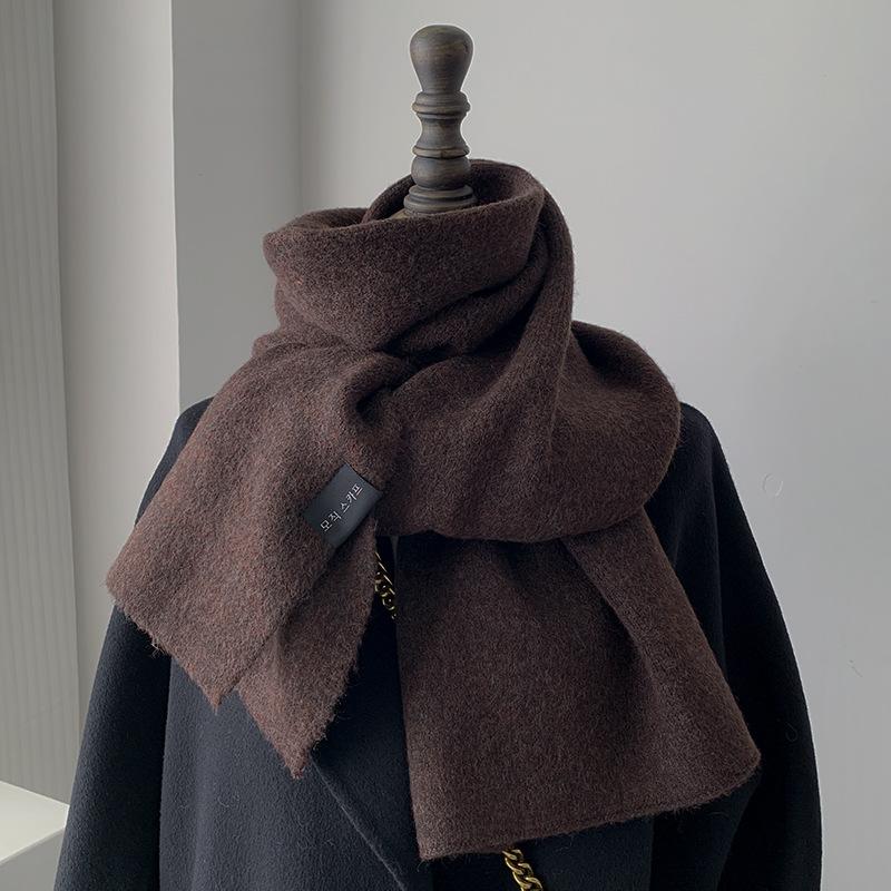 Korean Version Wool Blend Scarf Women Men Fall Winter Soft Warm OL Solid Color Muffler High-quality Thick Warm Scarf Male Female