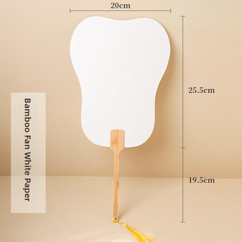Thiened Blank Xuan Paper Calliaphy Fan DIY Material Kit Hand-Painted Cultural Creative Fan round ape Bamboo Frame