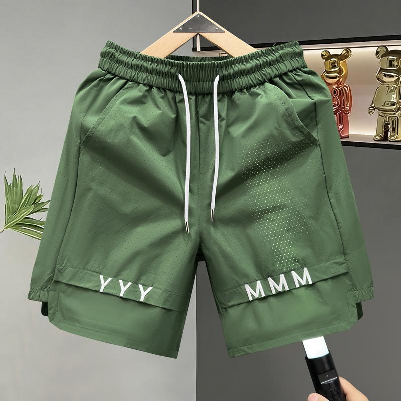 Men's Streetwear Perforated Shorts, Elastic Waist Quick Dry Casual Summer Shorts (M-5XL)