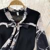 Fashion Suit Female Celebrity Temperament Ol Professional Bow Chiffon Shirt Two-Piece Set High Waist Hip Skirt Spring