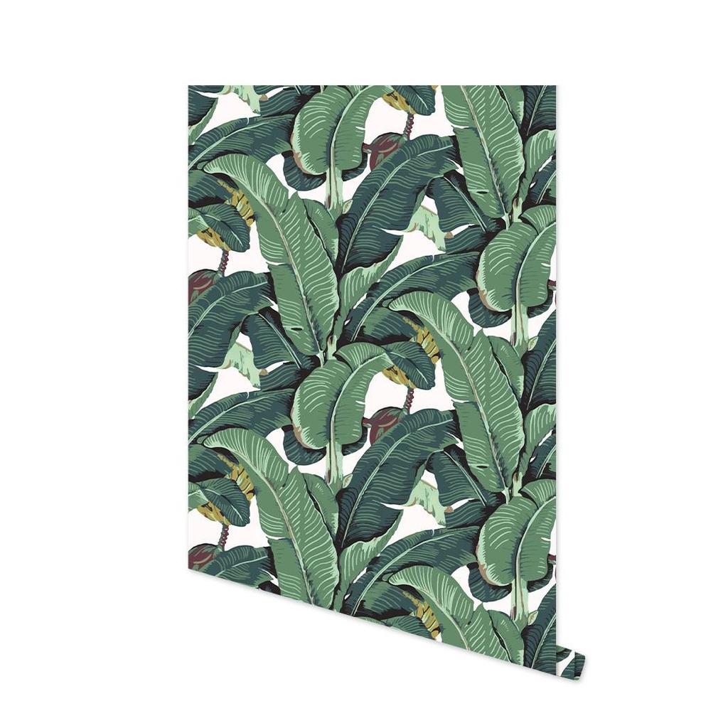 Tropical Palm Leaf Peel and Stick Wallpaper Green Banana Leaves Self Adhesive Wall Paper Removable Contact Paper for Living Room