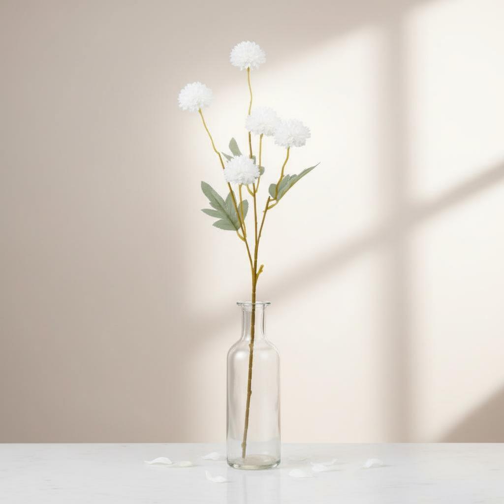 5-Head Chrysanthemum Spray Lively Hues Fake Chrysanthemum Sphere Artificial Puffball Stalk Reusable Faux Sphere Flower Stalk