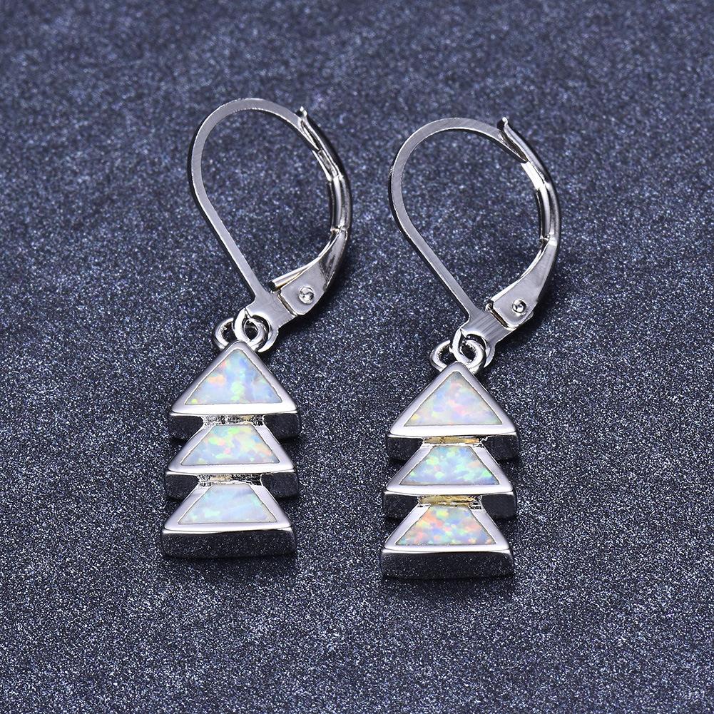 Three Blue Triangular Earrings Womens Long Pendant Earrings Creative Temperament Accessories