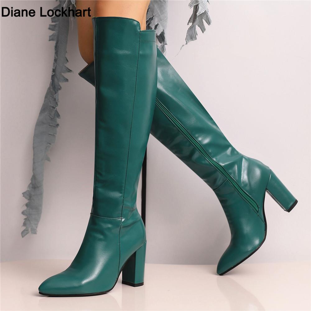 Fashion Autumn Winter 2025 New Fashion The-Knee Women Boots Patent Leather Sexy Zip Thigh High Tall Heel Shoes Woman Size 34-46