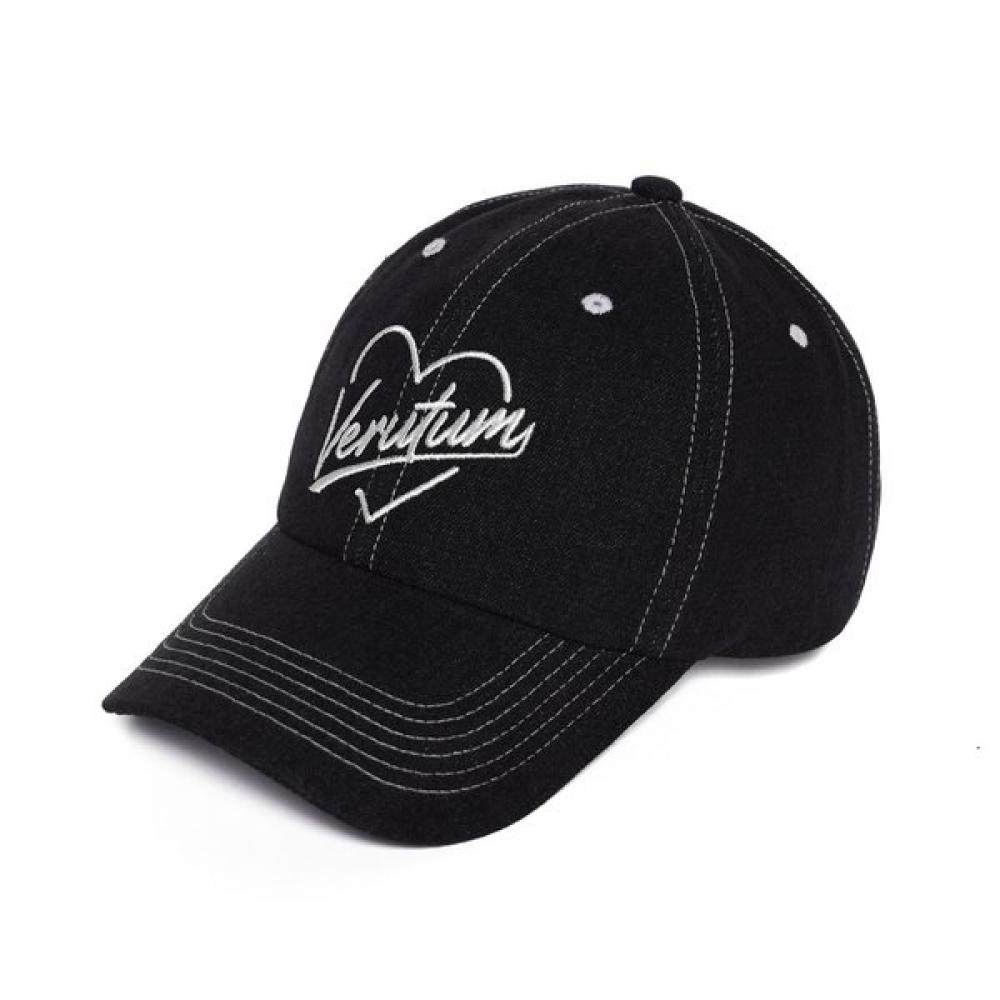 Verutum Heart Logo Stitch Ball Cap Black Denim Hw Bc218dn Single option
