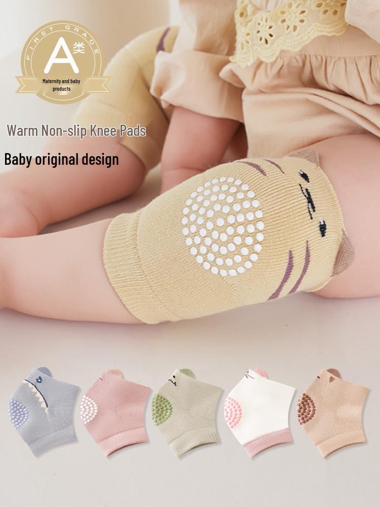 2026 Autumn Infant Anti-Fall Non-Slip Knee Pads, Pure Cotton, Cartoon Animal Design for Ages 0-3