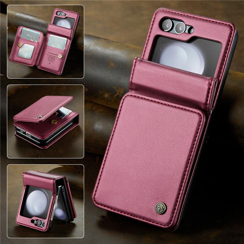 EUCAGR Luxury Magnetic Wallet PU Leather Case for Samsung Galaxy Z Flip 5 6 7 Card Solt Holder Pocket Cover for Galaxy Z Flip7 5