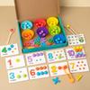 Montessori Wooden Math Number Puzzle and Beads Game