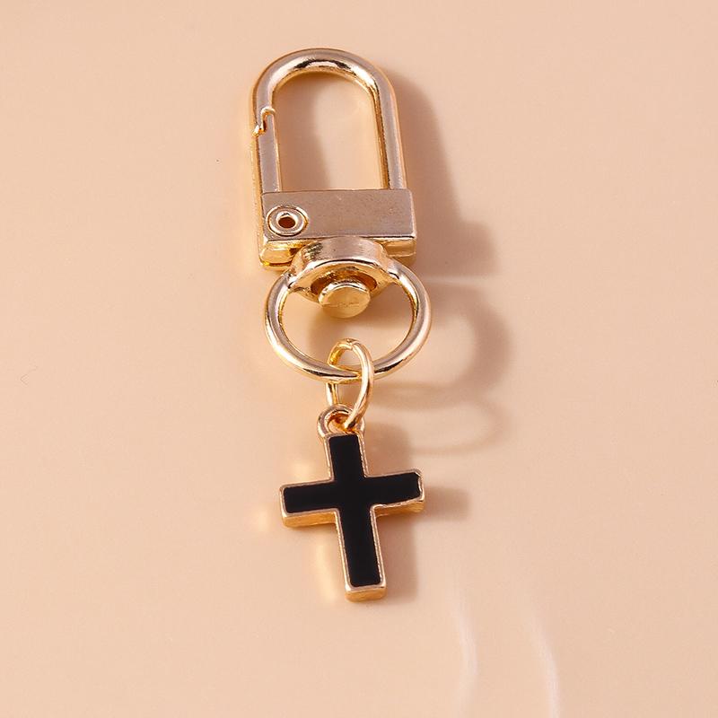 Cute Enamel Cross Keychain Jesus Religious Keyring for Women Girls Handbag Pendants DIY Key Chain Jewelry Gifts Accessories