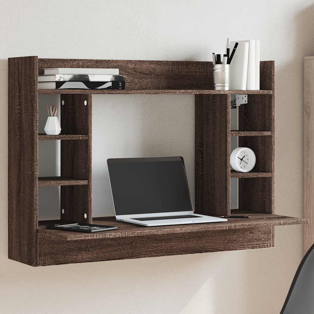 Vidaxl Wall-Mounted Desk, Brown Oak, 105X48X75 Cm