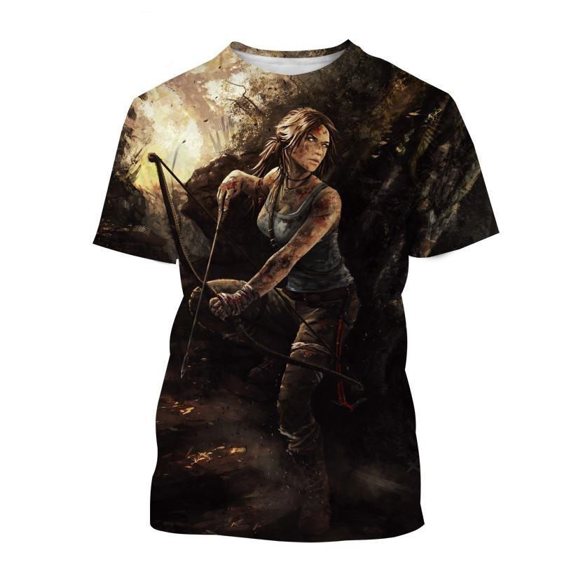 Nové nejprodávanější tričko Tomb Raider s 3D potiskem Tomb Raider Lara Personality Pánské Dámské Cool Street Style Dětské Krátký Rukáv